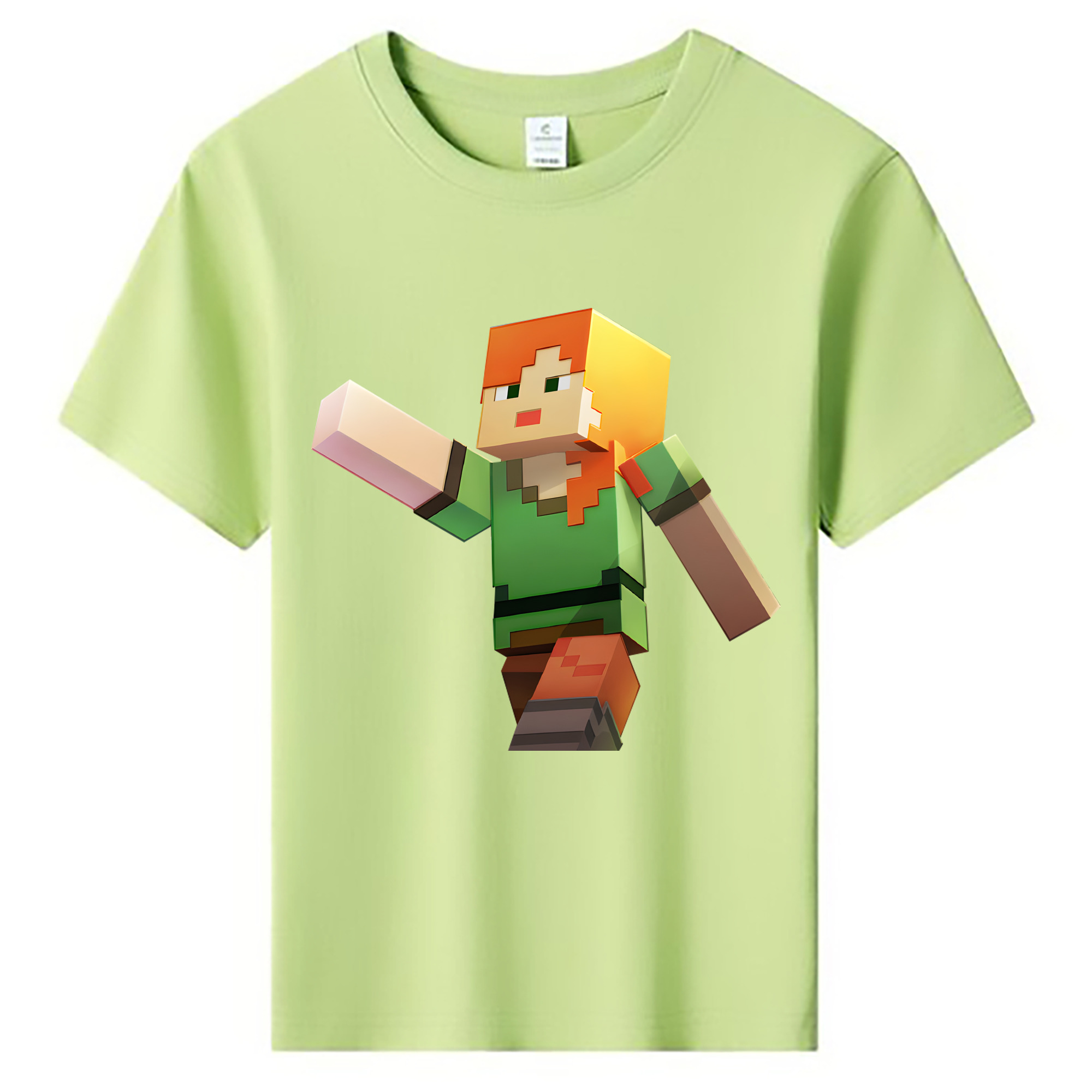 （画像用） マインクラフト ブロックの世界 Minecraft MC Block world 綿100％キッズTシャツ（フロントプリント）
